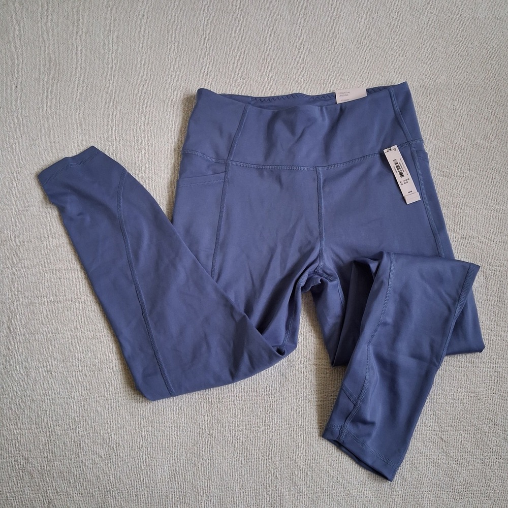 victoria's secret sport essential leggings blue pockets 24" gorpcore medium